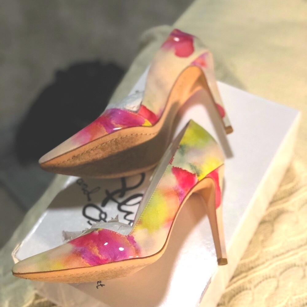 Alice & Olivia Watercolor Patent Leather Heels